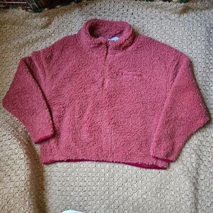 Champion Pink/Mauve Half Zip Cropped Pullover Sherpa Fleece Jacket Medium NWOT